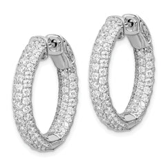 Sterling Shimmer Sterling Silver Rhodium-plated 148 Stone Pav̢̢̮ââ¬Å¡Ã¬Ãâ¦Ã¡ 1.7mm CZ In and Out Round Hinged Hoop Earrings
