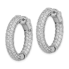 Sterling Shimmer Sterling Silver Rhodium-plated 136 Stone Pav̢̢̮ââ¬Å¡Ã¬Ãâ¦Ã¡ 2.0mm CZ In and Out Round Hinged Hoop Earrings