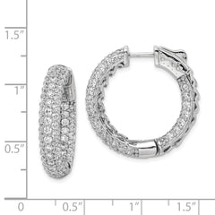 Sterling Shimmer Sterling Silver Rhodium-plated 136 Stone Pav̢̢̮ââ¬Å¡Ã¬Ãâ¦Ã¡ 2.0mm CZ In and Out Round Hinged Hoop Earrings