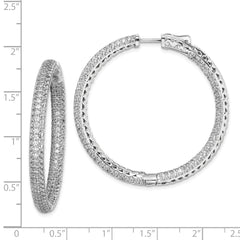 Sterling Shimmer Sterling Silver Rhodium-plated 380 Stone Pav̢̢̮ââ¬Å¡Ã¬Ãâ¦Ã¡ 1.5mm CZ In and Out Round Hinged Hoop Earrings