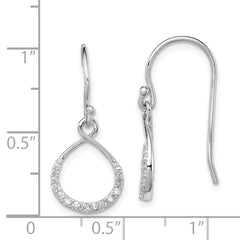 Sterling Silver 925 Infinity Dangle Earrings with Rhodium-Plating & CZ Stones