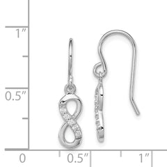 Sterling Silver Rhodium-Plated Infinity Drop Earrings with CZ