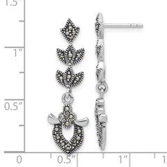 Sterling Silver 925 Dangle Earrings with Antiqued Marcasite Vintage Style