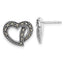 Sterling Silver Antiqued Marcasite Heart Post Earrings