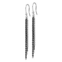 Sophia Jewelers Sterling Silver Rhodium & Black Ruthenium Dangle Earrings Polished Elegant Design