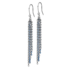 Sterling Silver Rhodium-Plated Dangle Earrings with Blue Flash Accent