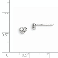 Sterling Silver Madi K Rhodium-plated Polished April White Preciosa Crystal Heart Children's Post Earrings