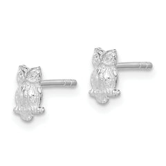 Sterling Silver 925 Owl Post Earrings with Polished & Textured Finish for Girls