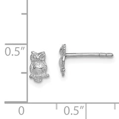 Sterling Silver 925 Owl Post Earrings with Polished & Textured Finish for Girls