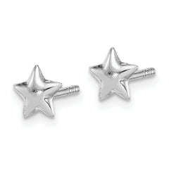 Sterling Silver Rhodium-Plated Star Earrings for Girls Polished & Elegant