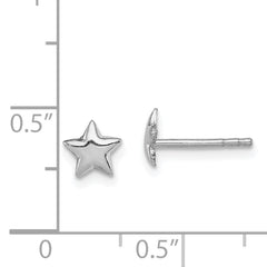 Sterling Silver Rhodium-Plated Star Earrings for Girls Polished & Elegant