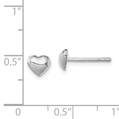 Sterling Silver 925 Heart Earrings for Girls with Polished Rhodium Finish
