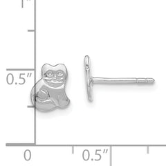 Sterling Silver 925 Polished Cat Earrings for Girls with Rhodium Finish