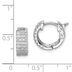 Sterling Shimmer Sterling Silver Rhodium-plated 54 Stone 1.3mm CZ Hinged Hoop Earrings