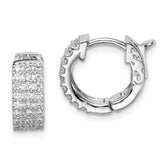 Sterling Shimmer Sterling Silver Rhodium-plated 54 Stone 1.3mm CZ Hinged Hoop Earrings
