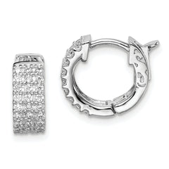 Sterling Shimmer Sterling Silver Rhodium-plated 54 Stone 1.3mm CZ Hinged Hoop Earrings