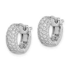 Sterling Shimmer Sterling Silver Rhodium-plated 82 Stone Pav̢̢̮ââ¬Å¡Ã¬Ãâ¦Ã¡ CZ Hinged Hoop Earrings