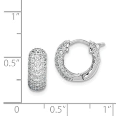 Sterling Shimmer Sterling Silver Rhodium-plated 82 Stone Pav̢̢̮ââ¬Å¡Ã¬Ãâ¦Ã¡ CZ Hinged Hoop Earrings