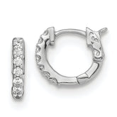 Sterling Shimmer Sterling Silver Rhodium-plated 14 Stone CZ Hinged Hoop Earrings
