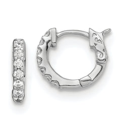 Sterling Shimmer Sterling Silver Rhodium-plated 14 Stone CZ Hinged Hoop Earrings