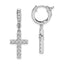 Sterling Shimmer Sterling Silver Rhodium-plated 36 Stone CZ Cross Dangle Hinged Hoop Earrings