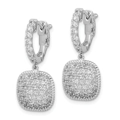 Sterling Shimmer Sterling Silver Rhodium-plated 88 Stone CZ Pav̢̢̮ââ¬Å¡Ã¬Ãâ¦Ã¡ Square Dangle Hinged Hoop Earrings