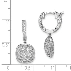 Sterling Shimmer Sterling Silver Rhodium-plated 88 Stone CZ Pav̢̢̮ââ¬Å¡Ã¬Ãâ¦Ã¡ Square Dangle Hinged Hoop Earrings