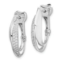 Sterling Shimmer Sterling Silver Rhodium-plated 56 Stone Pav̢̢̮ââ¬Å¡Ã¬Ãâ¦Ã¡ CZ Double Twisted Oval Hinged Hoop Earrings