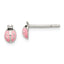 Sterling Silver Polished Pink Enamel Ladybug Children's Post Earrings