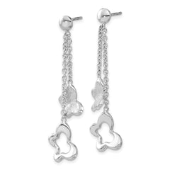Sterling Silver Butterfly Dangle Earrings with Polished & Textured Finish