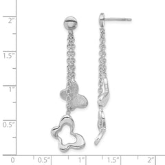 Sterling Silver Butterfly Dangle Earrings with Polished & Textured Finish