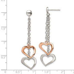 Sterling Silver Rose-Tone Drop Earrings with Polished & Textured Finish