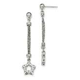 Sterling Silver CZ Star 2 Strand Diamond Cut Post Dangle Earrings