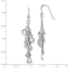 Sterling Silver 925 Dangle Earrings with Polished & Textured Finish, French Wire