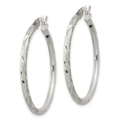 Sophia Jewelers Sterling Silver 925 Hoop Earrings with Diamond-Cut Satin Finish