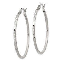 Sterling Silver 925 Diamond-Cut Hoop Earrings with Brushed Finish 43mm