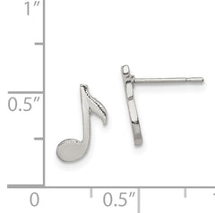 Sterling Silver 925 Mini Music Note Earrings with Polished Anti-Tarnish Finish
