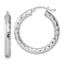 Sterling Silver Rhodium-plated Textured 4x30mm Hoop Earrings