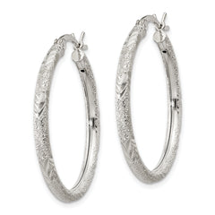 Sophia Jewelers Sterling Silver 2.5mm Diamond-Cut Hinged Hoop Earrings with Polished Finish