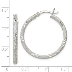 Sophia Jewelers Sterling Silver 2.5mm Diamond-Cut Hinged Hoop Earrings with Polished Finish