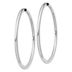 Sterling Silver 925 Rhodium-Plated Endless Hoop Earrings Polished 3mm