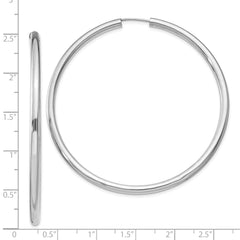 Sterling Silver 925 Rhodium-Plated Endless Hoop Earrings Polished 3mm
