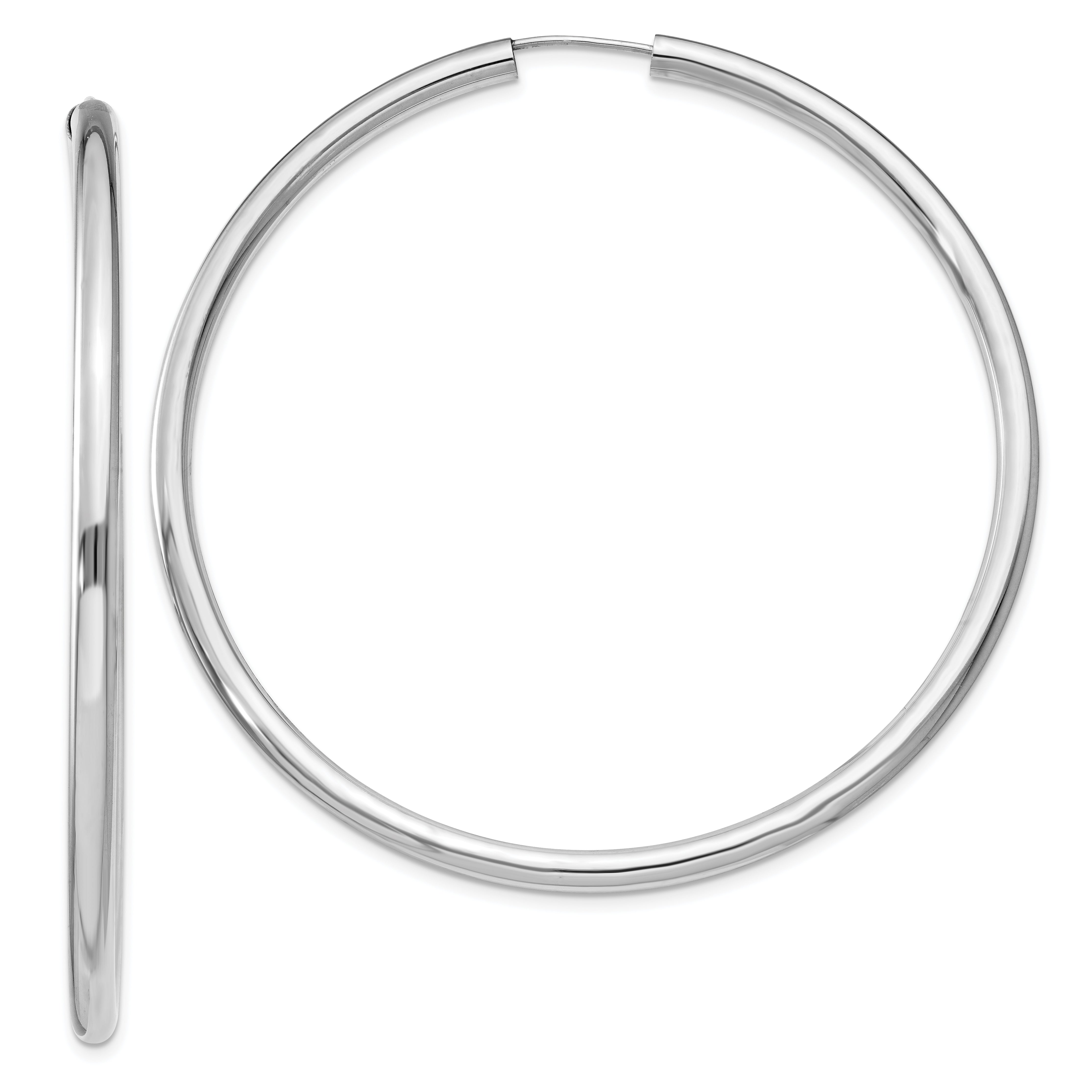 Sterling Silver Rhodium-plated 3x60mm Endless Tube Hoop Earrings