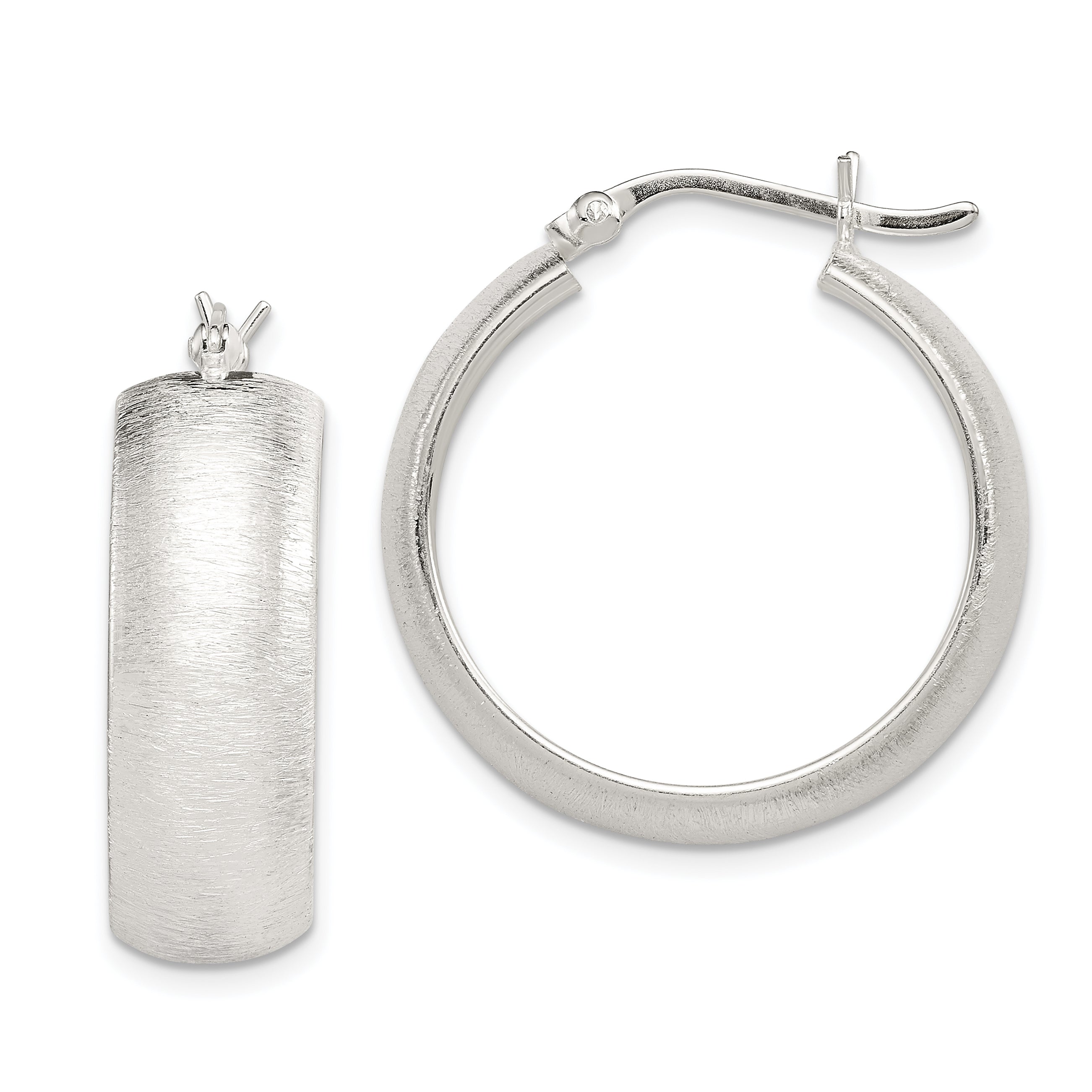 Sterling Silver Polished & Laser-cut 8.5x25mm Round Hoop Earrings