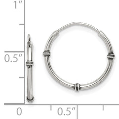 Sterling Silver 925 Endless Hoop Earrings with Polished Antiqued Finish