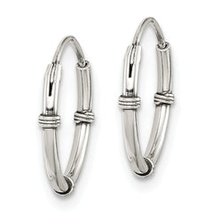 Sterling Silver 925 Endless Hoop Earrings with Polished Antique Finish