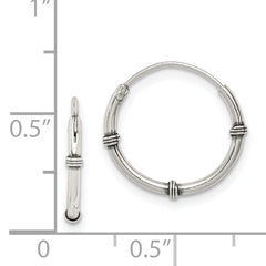 Sterling Silver 925 Endless Hoop Earrings with Polished Antique Finish