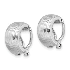 Sterling Silver Rhodium-Plated Diamond-Cut J-Hoop Earrings for Women