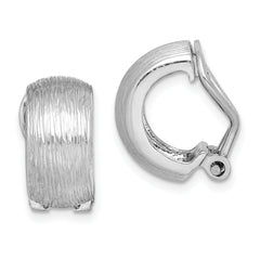 Sterling Silver Rhodium-plated D/C Non-Pierced J-Hoop Earrings
