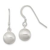 Sterling Silver Polished Laser-cut Ball 10mm Shepherd Hook Earrings